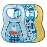 Chicco Bavaglie Pappa 6M+, Bavaglini Impermeabili Neonato, 3 Pezzi, in Morbido Cotone, Retro Impermeabile, Lavabili in Lavatrice, Buona Vestibilità, Bavette Neonato 6 Mesi