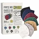 Mascherine FFP2 Colorate certificate CE NR 2841, Mascherine FFP2 50 pezzi adulti protettive 5 Strati, Mascherine imbustate e sigillate singolarmente - NK RAIDER (50, Basic Colors)