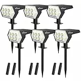 Whousewe Luci Solari Esterno Giardino, 108 LED Faretti Solari Decorative, 6500K Bianca Fredda Lampade Solari da Giardino Impermeabile IP67 per Giardino, Cortile, Prato, Piscina, 6 Pezzi
