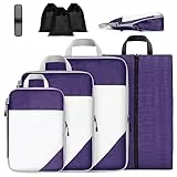 Eucomir Organizer Valigia 8 Pezzi, Set Organizer Valigia, Organizer Valigia Salvaspazio, Organizer Da Viaggio, Viaggio Accessori Utili Kit Viaggio Aereo Packing Cubes, Viola