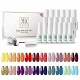 RSTYLE Smalto Semipermanente, 20 Colori Smalti Semipermanenti per Unghie Professionali Kit UV LED Lampada Gel Nail Polish Manicure Polimerizzata Starter Set 6ML (Rossa)