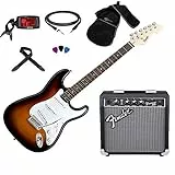 FENDER Squier Stratocaster SB Kit Chitarra elettrica + Amplificatore Fender Frontman 10G + Accordatore elettronico