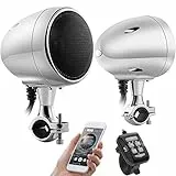 iMESTOU Sistema Audio per Moto 300W Impermeabile 4 Pollici Bluetooth Altoparlanti Stereo Built-in Classe D AUX MP3 Amplificatore 300 Watt Adatto per Manubrio 1-1.25 Pollici ATV UTV RZR Nero
