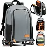 TARION TB-02 Zaino Fotografico Porta Piccolo Zaino Fotocamara Laptop Trekking Impermeabile per PC 15' Camara Reflex Obiettivo Treppiede Zaino Macchina Fotografica Compatto (grigio)