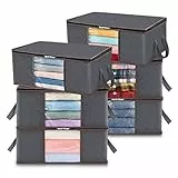 Lifewit 6 pezzi 35L Scatole per vestiti, scatola per armadio pieghevole, scatoloni per trasloco, contenitori sottoletto per Coperte, Biancheria da Letto, grigio