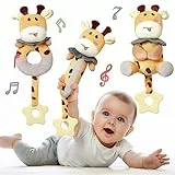TUMAMA Sonaglio per Bambini 0-6 mesi – 3 pcs Giraffe Sonagli Morbidi Massaggiagengive Sensoriali Peluche Set Giocattolo per 0 3 6 9 12 mesi Bambino Ragazzo Ragazza Regalo