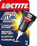 Loctite Super Attak Power Gel Control, adesivo trasparente e istantaneo specifico per materiali flessibili, colla resistente in formula gel per pelle, gomma e cuoio, 1x3g