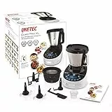 Imetec Cukò Pro XL CM3 2000 Robot da Cucina Multifunzione con Cottura, Cooking Machine 20 Programmi Automatici, 10 Funzioni, Impasta Pane e Pizza, 6 Porzioni, 5 Accessori, Ricettario, 3.6 L, 1000 W