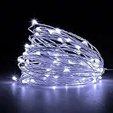 Jsdoin Natale Luci Stringa, 2 Pezzi 5M 50 LED Catene Luminose con Filo Rame Ghirlanda Luminosa Lucine LED Decorative per Camere Natale Interni e Esterni,Casa, Feste, Matrimonio（Bianco freddo）