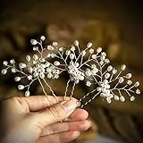 Wodasi 3 Pezzi Fermagli Capelli Sposa, Forcine per Capelli Sposa, Accessori Capelli Sposa, Forcine per Capelli Perle Sposa Forcine Fermagli per Capelli con Strass Cristalli Perni di Capelli Nuziali