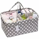 Hinwo - Cestino per pannolini, 3 scomparti, organizer portatile per bambini, organizer da auto, con divisorio staccabile e 10 tasche invisibili per pannolini e salviette