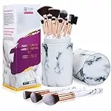 Pennelli trucco FILY DUAIU Set di 15 pennelli trucco in marmo professionali per correttore in polvere e ombretto con un secchio in marmo squisito Confezione regalo