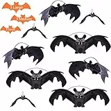 Jonami Decorazioni Halloween Casa - Pipistrello Realistico Gomma Morbida (3 Grandi + 3 Medi + 3 Piccoli) da Appendere, Decorazioni Sospese, Party, Festa Raccapricciante, Spaventoso