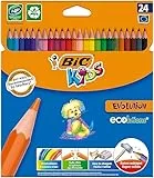 Bic Kids Evolution Ecolutions Matite Colorate in Resina senza Legno Confezione da 24 Matite Colori Assortiti