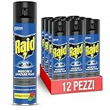Raid Mosche e Zanzare Spray Insetticida, Antizanzare e Antimosche, Azione Rapida, Confezione da 12 pezzi (12 x 400ml)