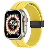 Cinturino sportivo compatibile per Apple Watch band 49mm 45mm 44mm 42mm 41mm 41mm 40mm 38mm,cinturino regolabile con magnetica in silicone per iWatch serie 8 7 6 5 4 3 2 1 SE Ultra,giallo