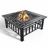 Vounot Braciere Da Esterno, 3 In 1 Braciere Da Giardino, Fire Pit Per Campeggio Riscaldamento Terrazza Da Campeggio, ‎31.89 x 31.89 x 17.72 cm; 12.25 Kg