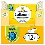 Cottonelle Carta igienica umida, naturale nutriente, camomilla e aloe vera, biodegradabile, senza plastica, richiudibile, confezione conveniente, 12 x 42 salviettine umidificate