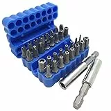 FineGood 34 Pezzi Set di Punte per cacciavite con prolunga portapunta Magnetica, Chiave Torx di Sicurezza Anti-manomissione SAE Metric Hex Tri-Ala Punte a Stella - Blu