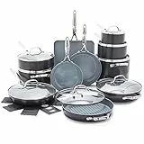 GreenPan Valencia Pro - Set di pentole e padelle in ceramica anodizzata, antiaderente, 22 pezzi, per friggere grill, piastra, padelle, casseruole, coperchi, senza PFA, induzione, lavastoviglie e