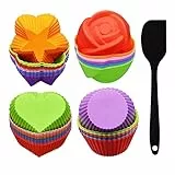 48 Pezzi Stampo per Muffin in Silicone, Pirottini per Muffin Riutilizzabili, Silicone Fodera del Bigné Cuocere Stampo per Dolci, Coppette Cupcake, Friggitrice ad Aria Teglia, Teglia (Complicato)