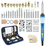 45 Pezzi Kit Pirografia Legno,MHSolder Kit Pirografia Legno 60W Temperatura Regolabile 200°C-450°C, Interruttore ON/OFF, Attrezzi Incisione Professionale lavori su Cuoio Legno