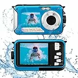 Kotsy Macchina Fotografica Subacquea Bambini,Fotocamera Digitale Full HD 2.7K 48MP Fotocamera Digitale Antivibrazione a Doppio Schermo Impermeabile con Microfono LED Autoscatto e Zoom Digitale 16X