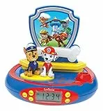 Lexibook Paw Patrol La Squadra dei Cuccioli Chase Radiosveglia con proiettore, Luce Notturna Integrata, proiezione del Tempo sul soffitto, Effetti sonori, Funzionamento a Batteria, Blu/Rosso, RP500PA