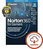 Norton 360 for Gamers 2024, Antivirus per 3 dispositivi, Licenza di 1 anno, PC o Mac, Codice di attivazione via email