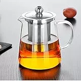 Teiera, teiera in vetro da 450ml Teiera con infusore, microonde e piano cottura sicuro, colino da tè per tè sfuso e tè in fiore.