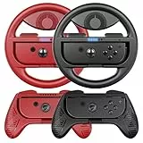 COODIO Volante e Grip per Nintendo Switch, Volante Joy-Con Hand Grip per Mario Kart / Nintendo Switch / Switch OLED, Nero / Rosso (4 Pezzi)