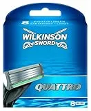 Wilkinson Sword - Ricariche Quattro Plus - Ricariche Rasoio per Uomo - Lamette a 4 Lame - Confezione da 8 Lame di Ricambio