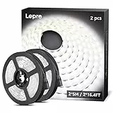 Lepro Striscia LED 10M 600 LED SMD 2835 Bianco Diurno 6000K, Luce Nastro Luminoso 16W 2300LM, Strisce LED 12V per Illuminazione Domestica, Magazzino, Negozio, Confezione da 2 Pezzi (5M/ Pezzo)