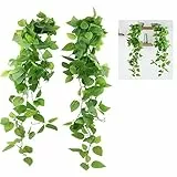 JOPHEK 2 Pezzi Piante Pendenti Artificiali, Piante Finte Cadente, Piante Finte da Esterno/Interno, Plastica Piante Finte Rampicanti Artificiali per Casa Festa Matrimonio Giardino Decorazione (108CM)