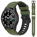 Cinturino per Samsung Galaxy Watch 4 40mm/44mm, 20mm Cinturino di Ricambio in Silicone per Samsung Galaxy Watch 4 Classic 42mm/46mm (Verde Militare Nero)