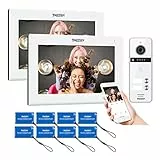 TMEZON Videocitofono WiFi Bifamiliare, 4 fili video citofono 1080P 7’’ IP monitor touchscreen, Video doorbell Esterno Cablata Telecamera visione notturna,APP/Carta RFID Unlock,connessione wifi Tuya