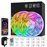 Romwish Striscia LED 10M, Luci Led Colorate RGB SMD 5050 Bluetooth Musica Sync LED Strip Controllo App e 44 Tasti Telecomando IR di Rete per Casa, Cucina, Festa, TV