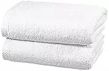 Amazon Basics - Set di asciugamani ad asciugatura rapida, 2 pezzi, 2 asciugamani - Bianco