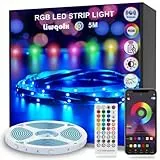 Striscia LED 5 Metri, Bluetooth RGB Smart 5M con Telecomando, App Controllato, Cambia Colore con la Musica, Luci LED Colorate per Casa, Decorazioni, Cucina, Bar, Festa