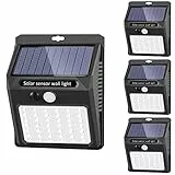 SEZAC Faretti Solari a Led da Esterno, Faro Led Esterno con Pannello Solare, [42 LED / 3 Modalità] Lampada Solare da Esterno IP65 Impermeabile, per Recinzioni da Giardino, Patio e Garage (4 Pezzi)