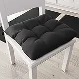 PETTI Artigiani Italiani - Cuscini per Sedia Cucina, Set 6 Cuscini per Sedie Cucina, Coprisedie Cucina in Cotone con Laccetti, Nero, 100% Made in Italy