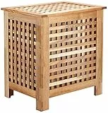 Relaxdays Cesto Portabiancheria, Cesta in Legno, con Sacco e Coperchio, 70 L, HBT: 55,5x52,5x39,5 cm, colore naturale