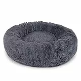 lionto Letto per Cani Rotondo Cuscino Gatti Letto Donut, (M) 50 cm Ø Grigio Scuro
