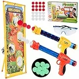 Herefun Gioco di Tiro per Bambini, 2 Pistola Giocattolo, Gioco di Tiro Giocattolo Set con 24 Palline di Schiuma + Bersaglio di Tiro in Piedi + Occhiali Protettivi, Gioco per Ragazzi Ragazze