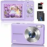 Macchina Fotografica Digitale Fotocamera Compatte con Scheda 32GB, 44MP 1080P HD Fotocamera con Zoom Digitale 16X, 2.4' LCD Ricaricabile Macchina Fotografica per Bambini, Adulti, Principianti (Viola)