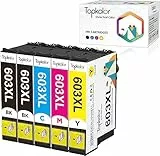 Topkolor 603XL Sostituzione per Epson 603 603XL cartucce d'inchiostro compatibili con Epson Expression Home XP-2100 XP-3100 XP-4100 XP-2105 XP-4105 WorkForce WF-2810 WF-2830 WF-2835, 5 Pack
