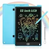 Coolzon Tavoletta Grafica LCD Scrittura 12 Pollici Colorato Schermo, Lavagna da Disegno Portatile Ewriter Cancellabile con Pulsante di Blocco per Bambini Studenti di 3 4 5 6 7 8 anni Adulti (Blu)