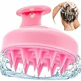 Jimbo Massaggiatore capelli in silicone, shampoo a secco, spazzola capelli ricci e lisci, massaggiatore testa per stimolare la crescita del cuoio capelluto (Rosa)