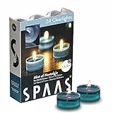Spaas 24 lumini profumati in Tazza Trasparente, ± 4,5 Ore, Cera di paraffina, Bicchiere di plastica, Blu Mare, Mist of Nostalgia, unità
