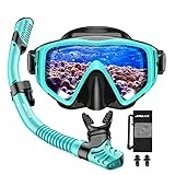 JEMULICE Set per Snorkeling Adulti con Maschera e Boccaglio, Maschera Subacquea Anti-Fog & Anti-Perdite Panoramica 180°, Maschera da Snorkeling, Snorkel Set, Maschera per Immersioni, Unisex-Adulto